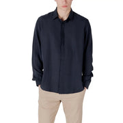 Antony Morato men shirt featuring a sleek dark navy long-sleeved button-up design with classic collar and rolled cuffs