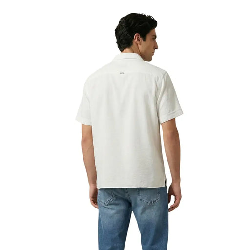 Antony Morato Weißes Herren-Polohemd mit kurzen Ärmeln, klassischem Kragen und dezenten Ziernähten
