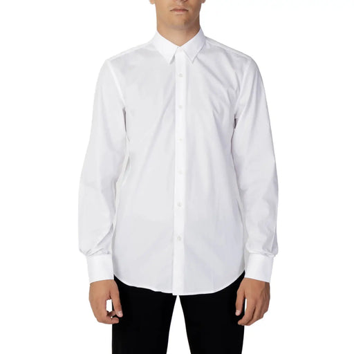 Antony Morato men shirt white long-sleeved button-down with classic collar and cuffs in cotton fabric