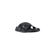 Antony Morato Herren-Slipper Kry aus schwarzem Leder mit elegantem, minimalistischem Design und metallischem Logo-Akzent