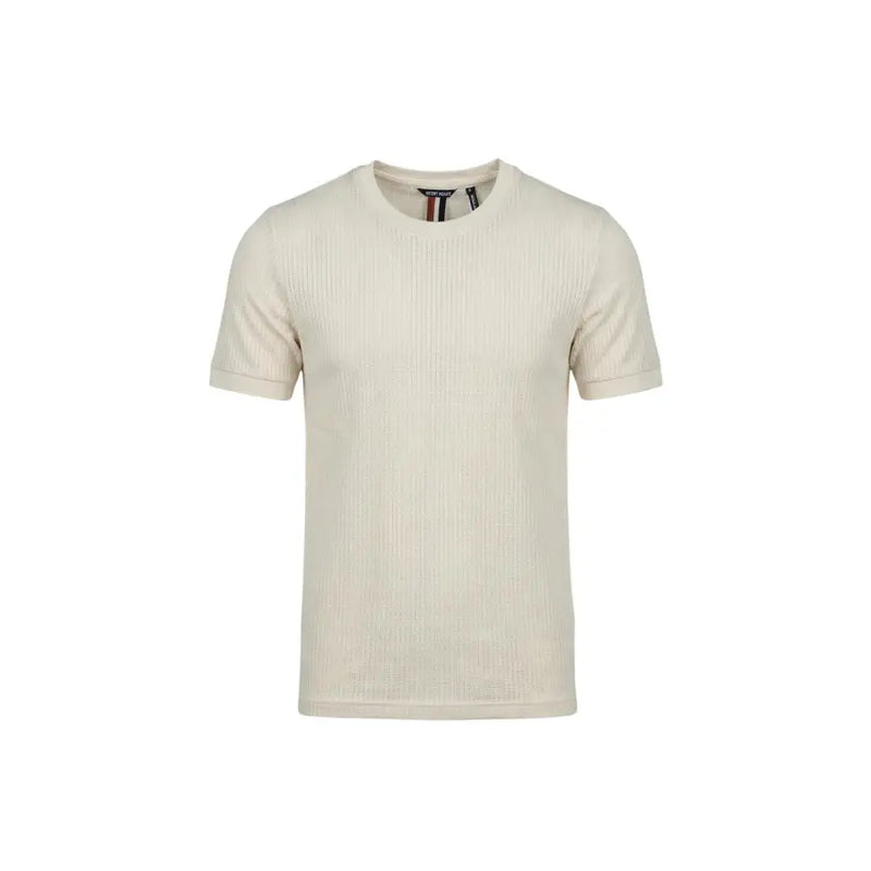 Antony Morato Männer t-shirt Cremefarbenes, geripptes Baumwollshirt mit Rundhalsausschnitt und kurzen Ärmeln für die Freizeit.