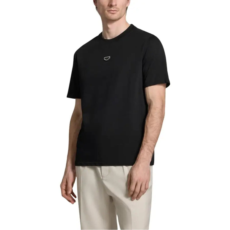 Antony Morato Männer t-shirt aus schwarzer Baumwolle mit einem dezenten weißen, gestickten Logo auf der Brust