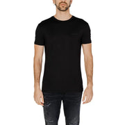 Antony Morato Männer t-shirt Schwarzer Rundhalspullover mit dezentem, gesticktem Logo auf der linken Brust – perfekt für die Freizeit.