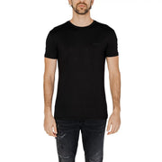 Antony Morato men t-shirt black crew-neck with subtle embroidered logo on left chest perfect for casual wear