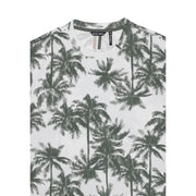 Antony Morato Männer t-shirt aus weißer Baumwolle mit schwarzem Palmenmuster auf der Vorderseite
