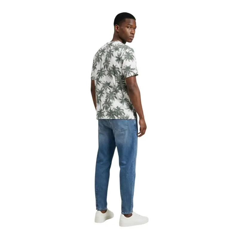 Antony Morato Männer t-shirt Aus weißem Baumwollstoff mit schwarzem Palmenmuster und kurzen Ärmeln für die Freizeit.