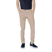 Beige slim fit chino trousers with subtle creases from antony morato men trousers collection