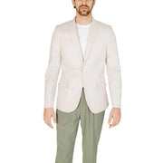 Antony Morato Weißer Herrenblazer aus Baumwoll-Modal in Hellbeige, einreihig, tailliert, mit zwei aufgesetzten Taschen