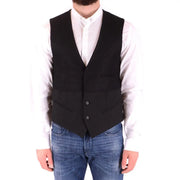 Antony Morato Schwarze, taillierte Herrenweste aus Wollmischgewebe mit V-Ausschnitt, drei Knöpfen und Pattentaschen.