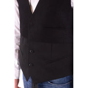 Antony Morato Schwarze, taillierte Herrenweste aus Wollmischgewebe mit V-Ausschnitt, elegantem, strukturiertem Design und zwei Knöpfen vorne