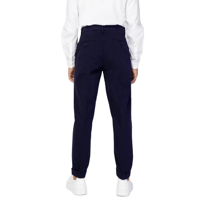 Antony Morato men’s dark navy tailored chino trousers with subtle creases and front pockets