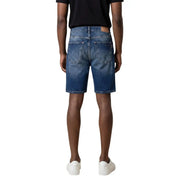 Antony Morato Herrenshorts aus blauem Denim mit verwaschenem Look und klassischen Gesäßtaschen, Ansicht von hinten