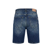 Antony Morato Herrenshorts aus dunkelblauem Denim mit verwaschenem Look und aufgenähten Gesäßtaschen, Rückansicht