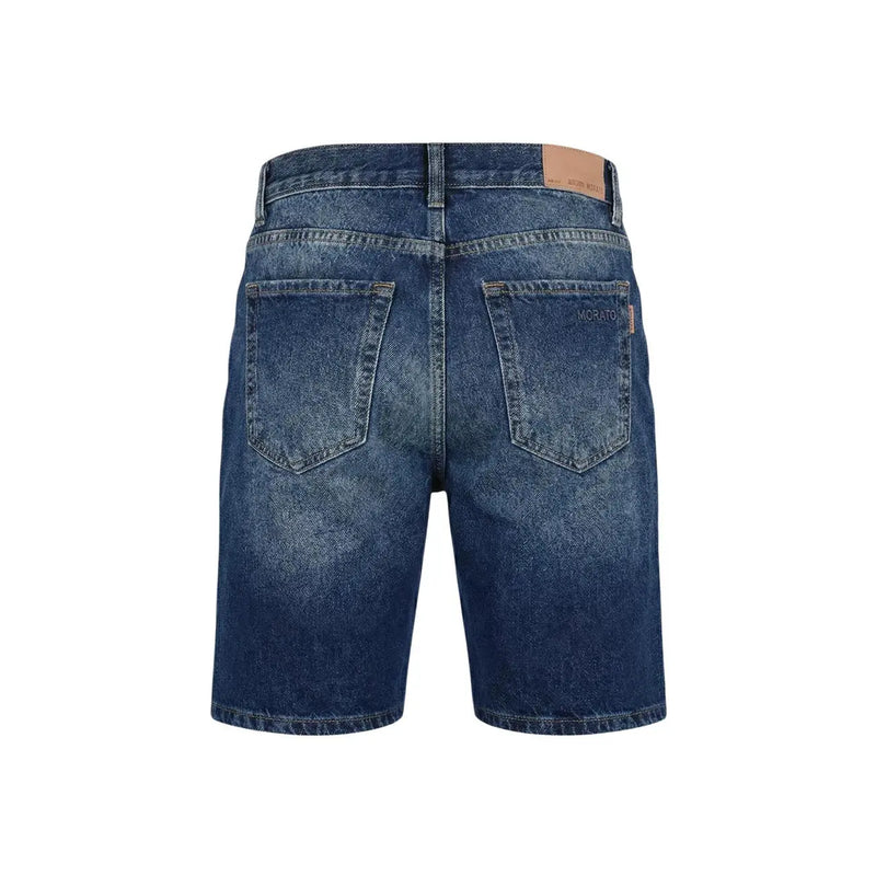 Antony Morato Herrenshorts aus dunkelblauem Denim mit verwaschenem Look und aufgenähten Gesäßtaschen, Rückansicht