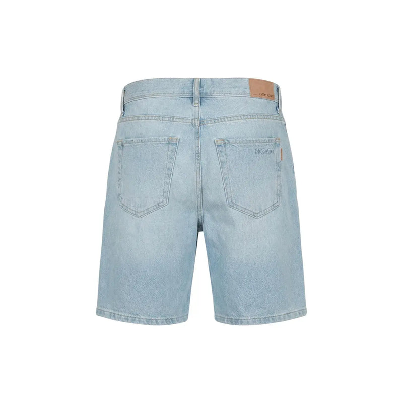 Antony Morato Shorts für Herren aus hellem Denim mit klassischen Gesäßtaschen und braunem Leder-Markenetikett (Rückansicht)