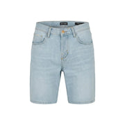 Antony Morato Herrenshorts aus hellem Denim mit fünf Taschen und Markenlabel am Bund, Vorderansicht