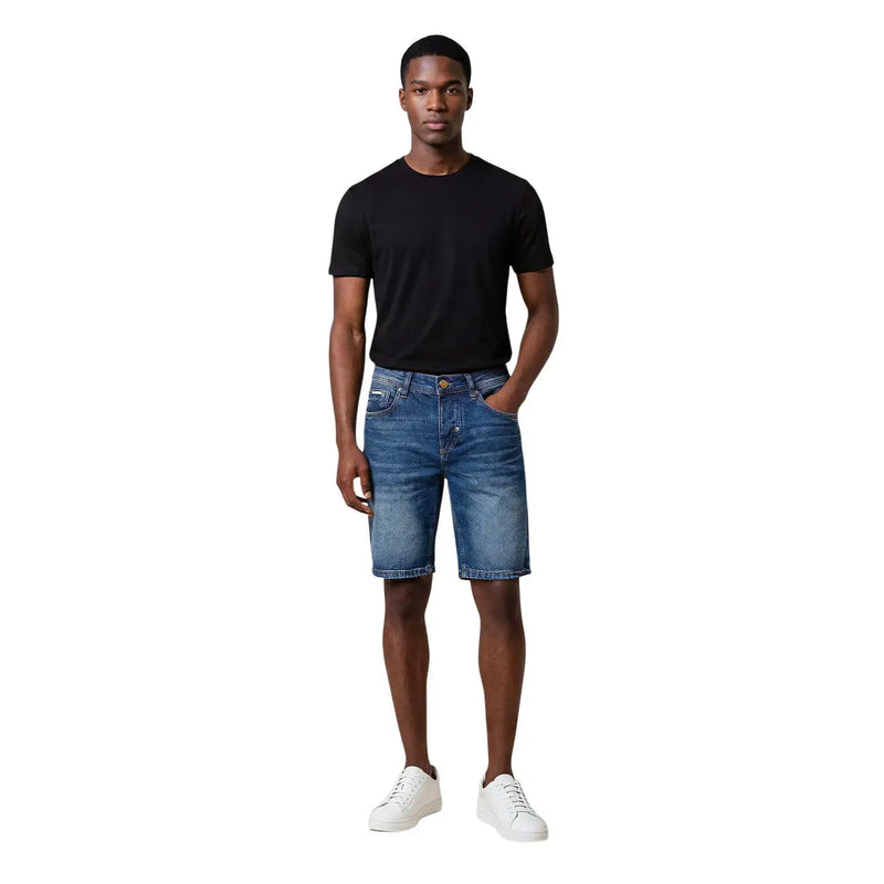 Antony Morato Herren-Jeansshorts mit mittelhohem Bund in Blau, klassischer Passform und dezenter Waschung, Vorderansicht