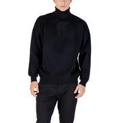 Antony Morato Schwarzer Rollkragenpullover für Herren mit glatter, figurbetonter Strickstruktur, Vorderansicht