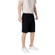 Armani exchange black cotton blend drawstring shorts with sleek design and subtle side pockets for everyday wear