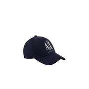 Marineblaue Baseballkappe mit weißem Logo und verstellbarem Riemen.