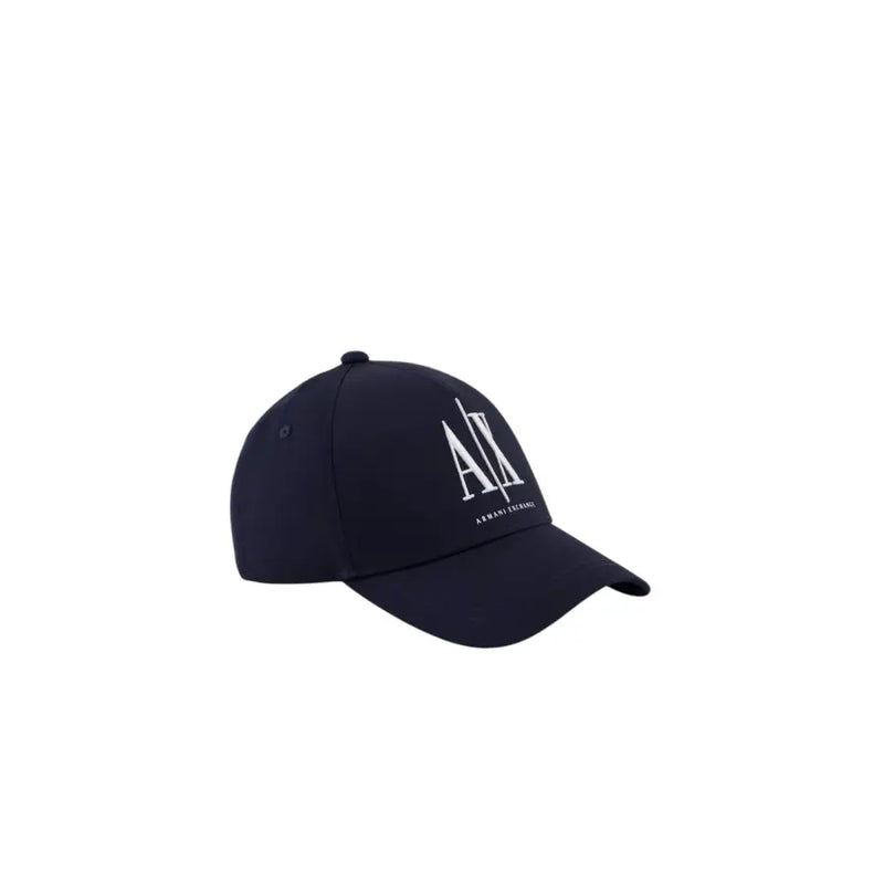 Marineblaue Baseballkappe mit weißem Logo und verstellbarem Riemen.