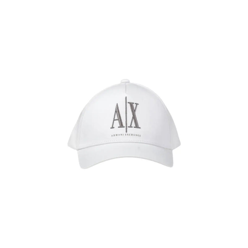 Weiß Armani Exchange Baseballkappe aus hochwertiger Baumwolle mit grauem, gesticktem A|X-Logo und Markennamen