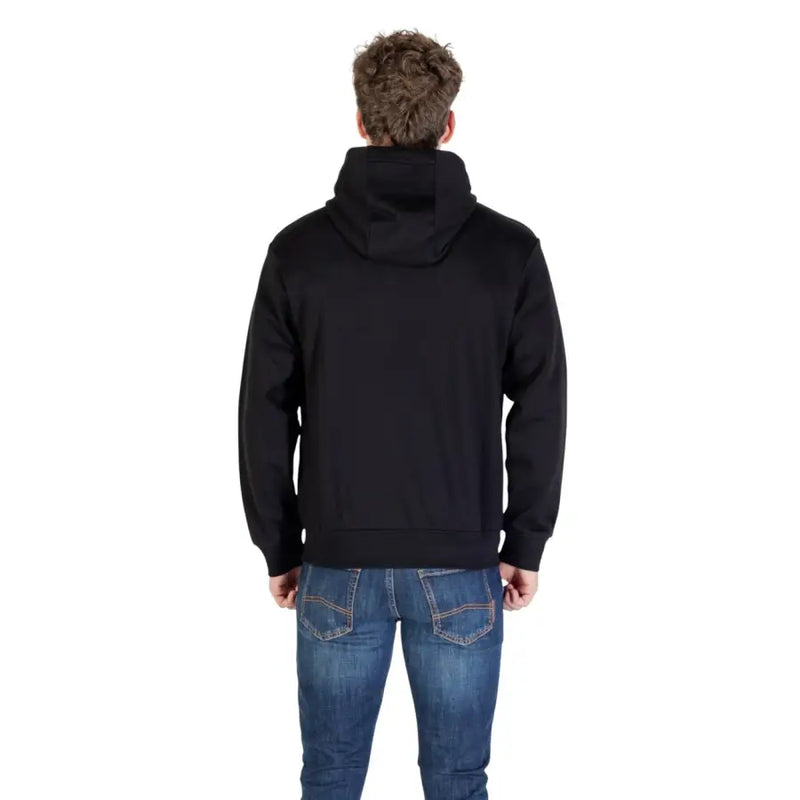 Armani Exchange black cotton zip hoodie for women, minimalist design