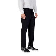 Armani Exchange black tailored fall winter trousers with sleek straight-leg cut and subtle side seam detailing