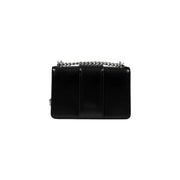 Armani Exchange Schwarze Umhängetasche aus Lackleder mit silbernem Kettenriemen