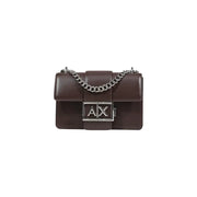 Armani Exchange braune Leder-Umhängetasche mit silbernem Kettenriemen und AX-Logo-Verschluss