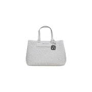 Weiß Armani Exchange Tragetasche mit geprägtem Logo und Metallanhänger