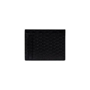 Black leather card holder with embossed pattern from Armani Exchange for men fall winter collection