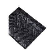 Black diamond-shaped metal pendant engraved with repeating armani exchange text on black leather wallet for men fall winter