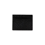 Armani Exchange black leather card holder for men with glossy finish and subtle diamond-patterned embossing fall winter