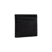 Armani exchange black leather wallet for men featuring a black textured card holder with subtle diagonal pattern