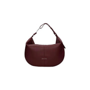Armani Exchange burgundy leather hobo bag with zip pocket and plaque