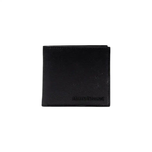 Black leather bi-fold wallet from Armani Exchange designed for men