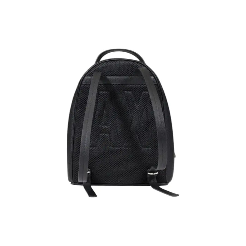 Armani Exchange Schwarzer Polyester-Rucksack mit geprägtem Logo-Mesh-Einsatz
