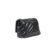 Armani Exchange black quilted leather handbag with chevron pattern and silver hardware polyester women bag 14x20x8