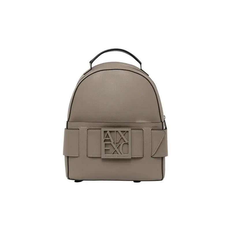 Elegantes Taupe Armani Exchange Lederrucksack mit AXX EXC-Logoplakette