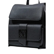 Armani Exchange Schwarzer Rucksack aus strukturiertem Leder mit geprägtem Logo-Emblem