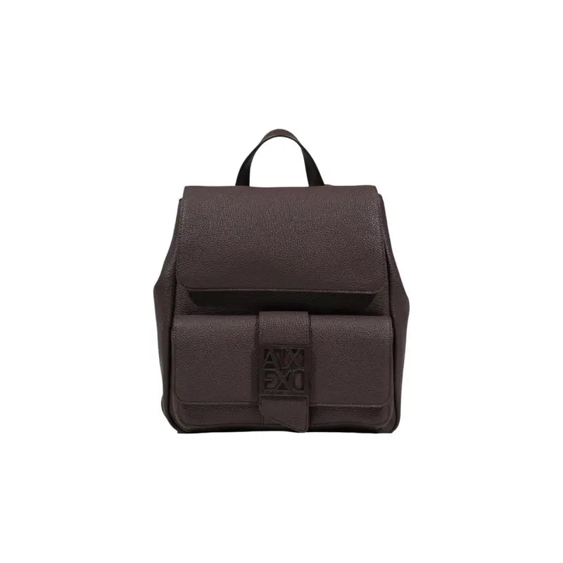 Armani Exchange Schwarzer Damenrucksack mit Taschen und strukturierter Lederklappe
