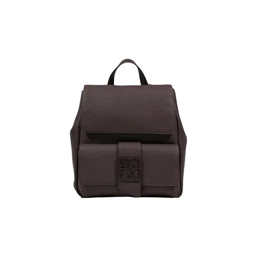 Armani Exchange Schwarzer Damenrucksack mit Taschen und strukturierter Lederklappe