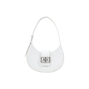 Armani Exchange weiße Hobo-Tasche aus Leder mit silbernem AX-Logo-Verschluss