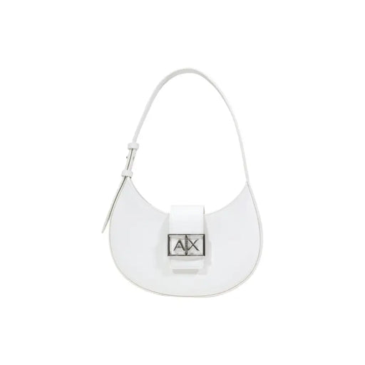 Armani Exchange weiße Hobo-Tasche aus Leder mit silbernem AX-Logo-Verschluss