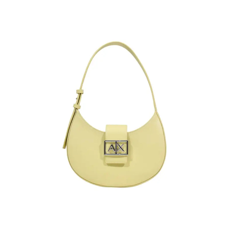 Armani Exchange hellgelbe Hobo-Tasche aus Leder mit Axtverschluss