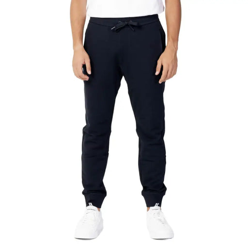 Black jogger pants with drawstring waistband and ribbed cuffs from armani exchange blue cotton laced trousers for men fall winter
