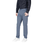Armani exchange blue men spring summer cotton blend trousers featuring blue patterned dress pants with subtle textured weave