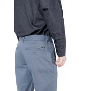 Armani Exchange blue men spring summer cotton blend chinos with a subtle textured weave in blue pattern