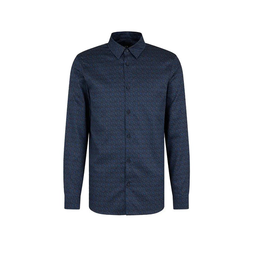 Men’s navy blue printed cotton long sleeve button-up shirt from Armani Exchange